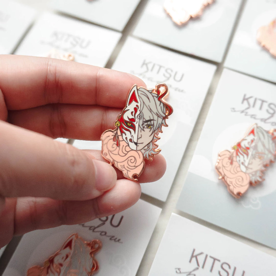 Kitsu Half Fox Mask Enamel Pin (B Grade)