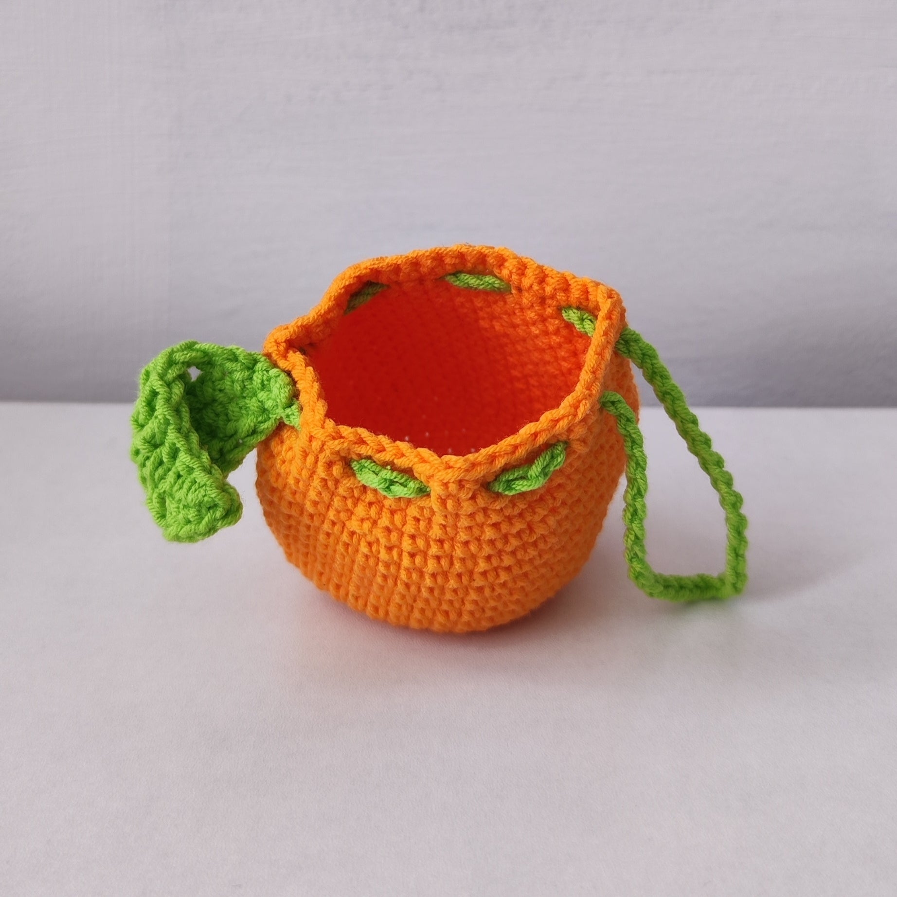 Tangerine Orange Small Crochet Pouch Bag