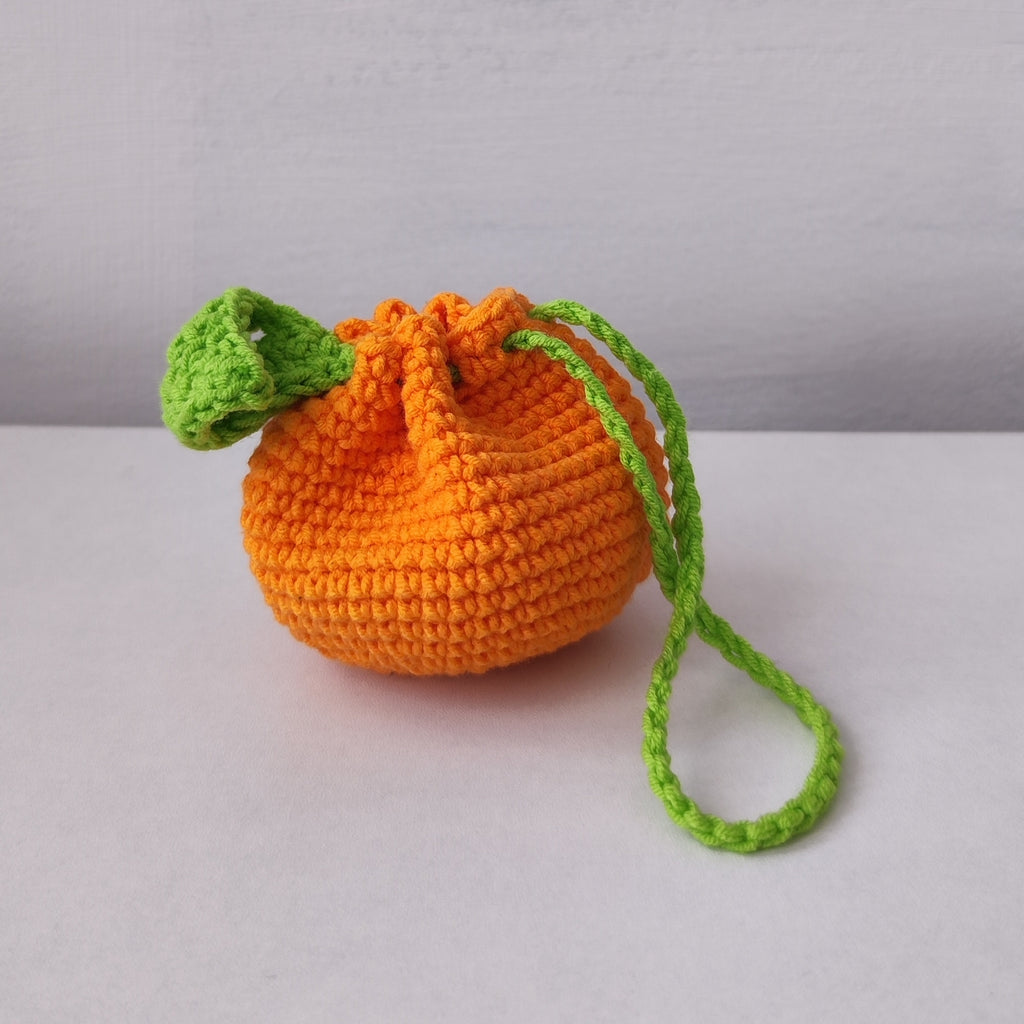 Tangerine Orange Small Crochet Pouch Bag
