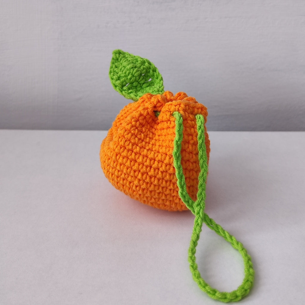 Tangerine Orange Small Crochet Pouch Bag