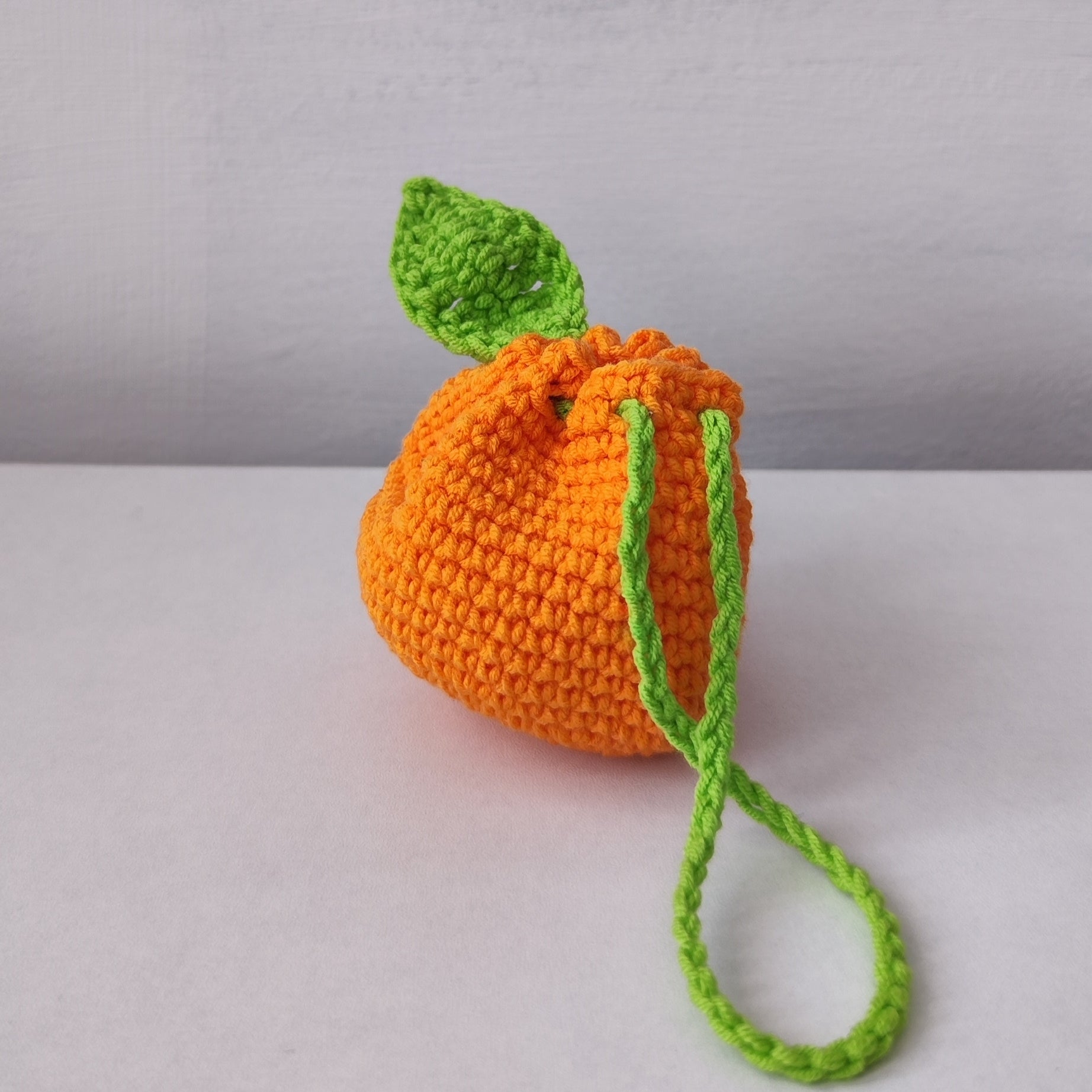 Tangerine Orange Small Crochet Pouch Bag