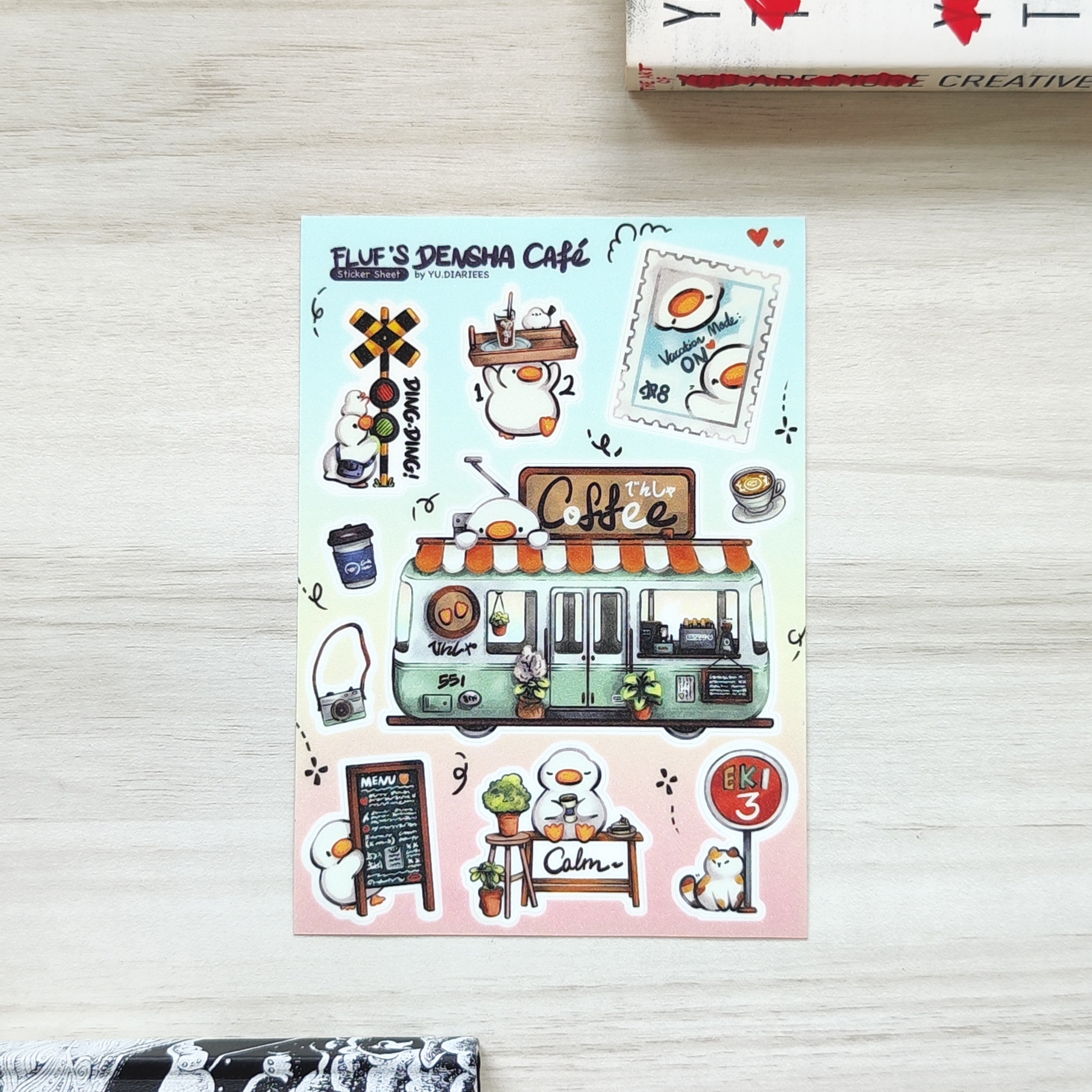 Train Densha Cafe Sticker Sheet