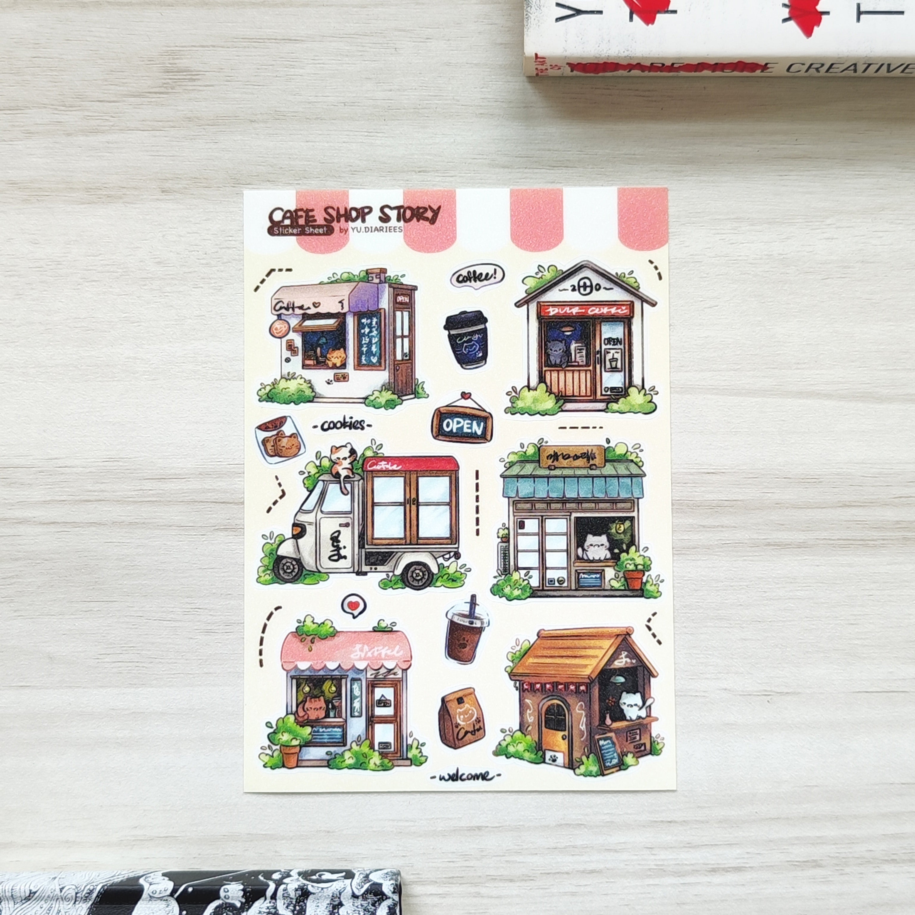 Little Cafe Shop Sticker Sheet
