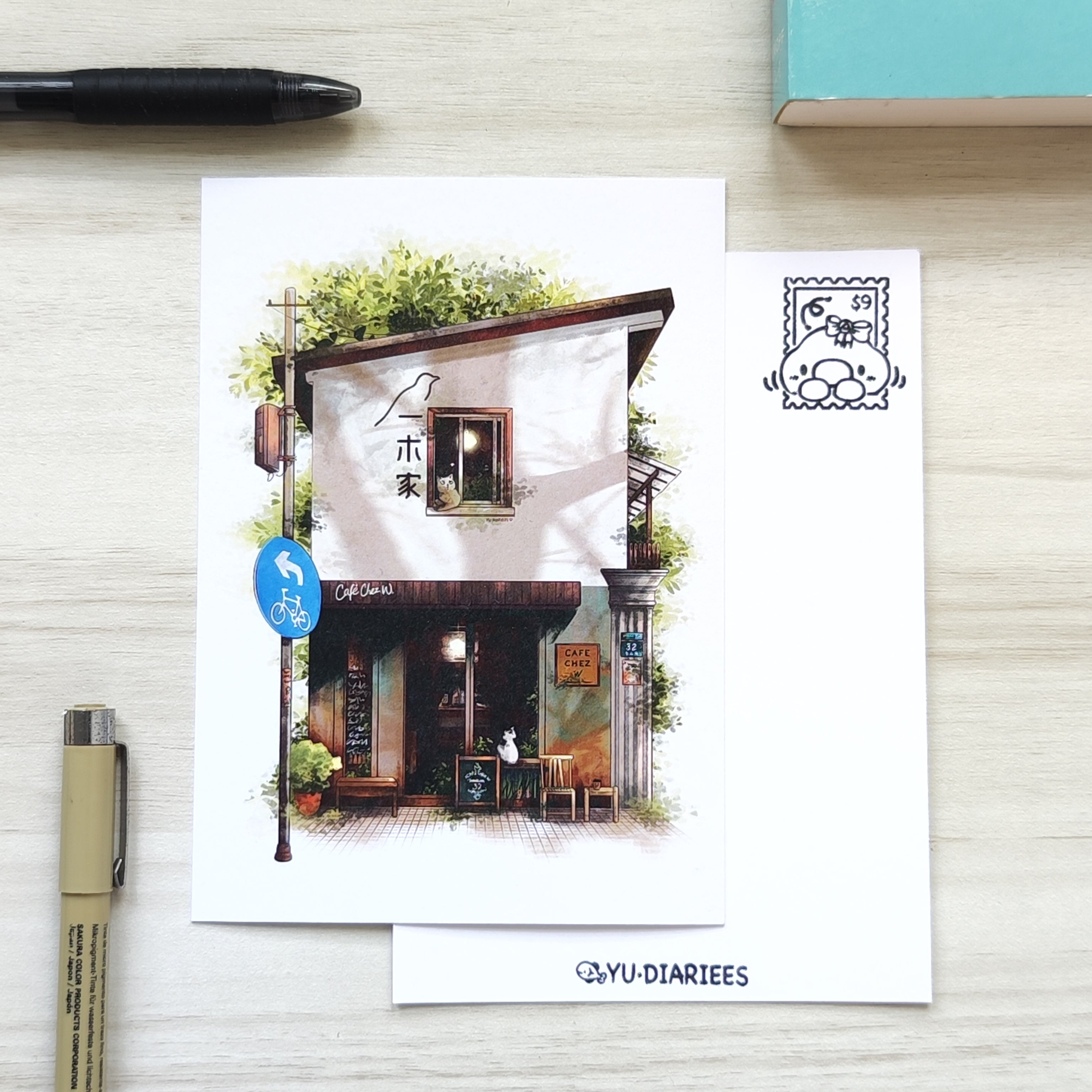 ChezW Cafe Shop Postcard