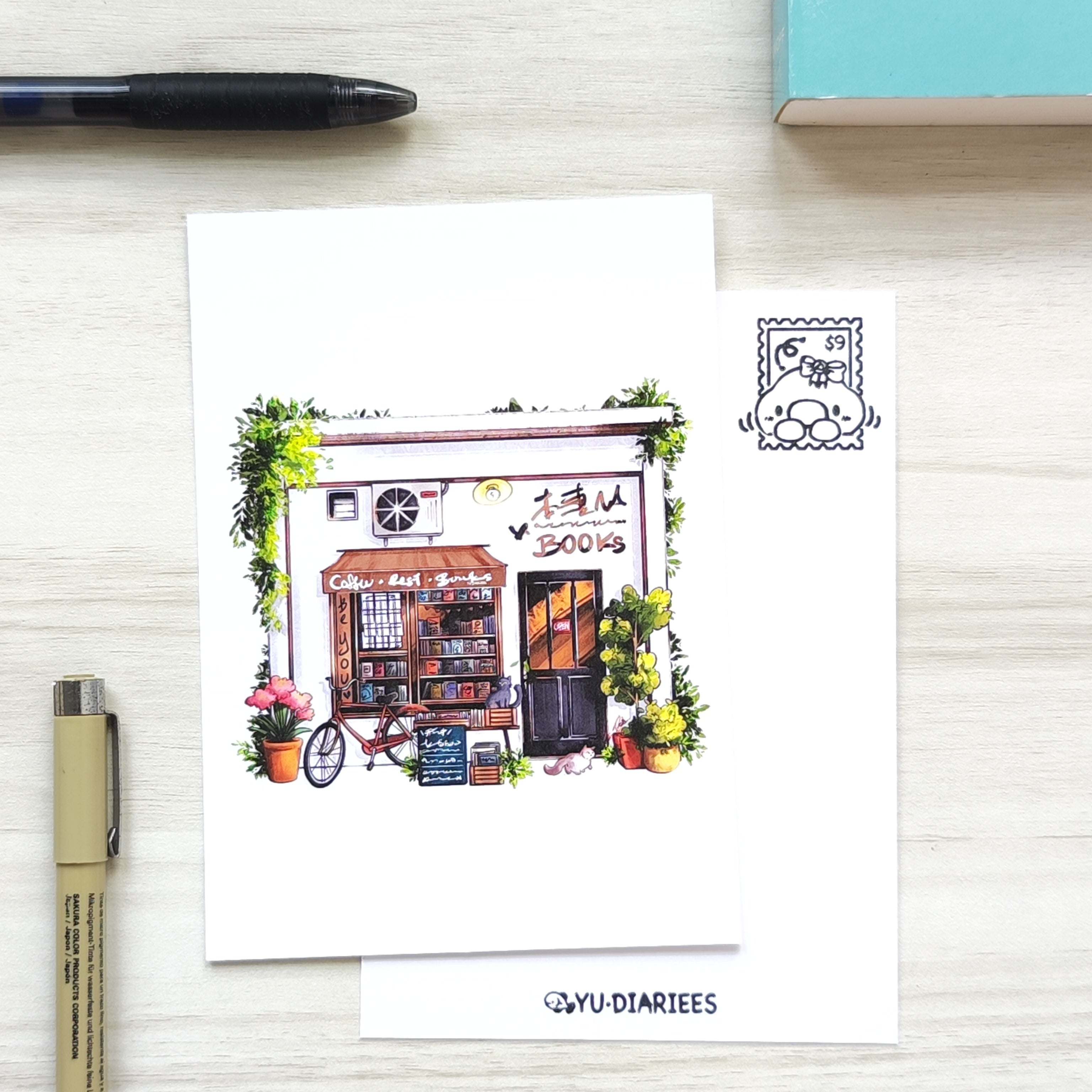 Bookstore Cafe Postcard
