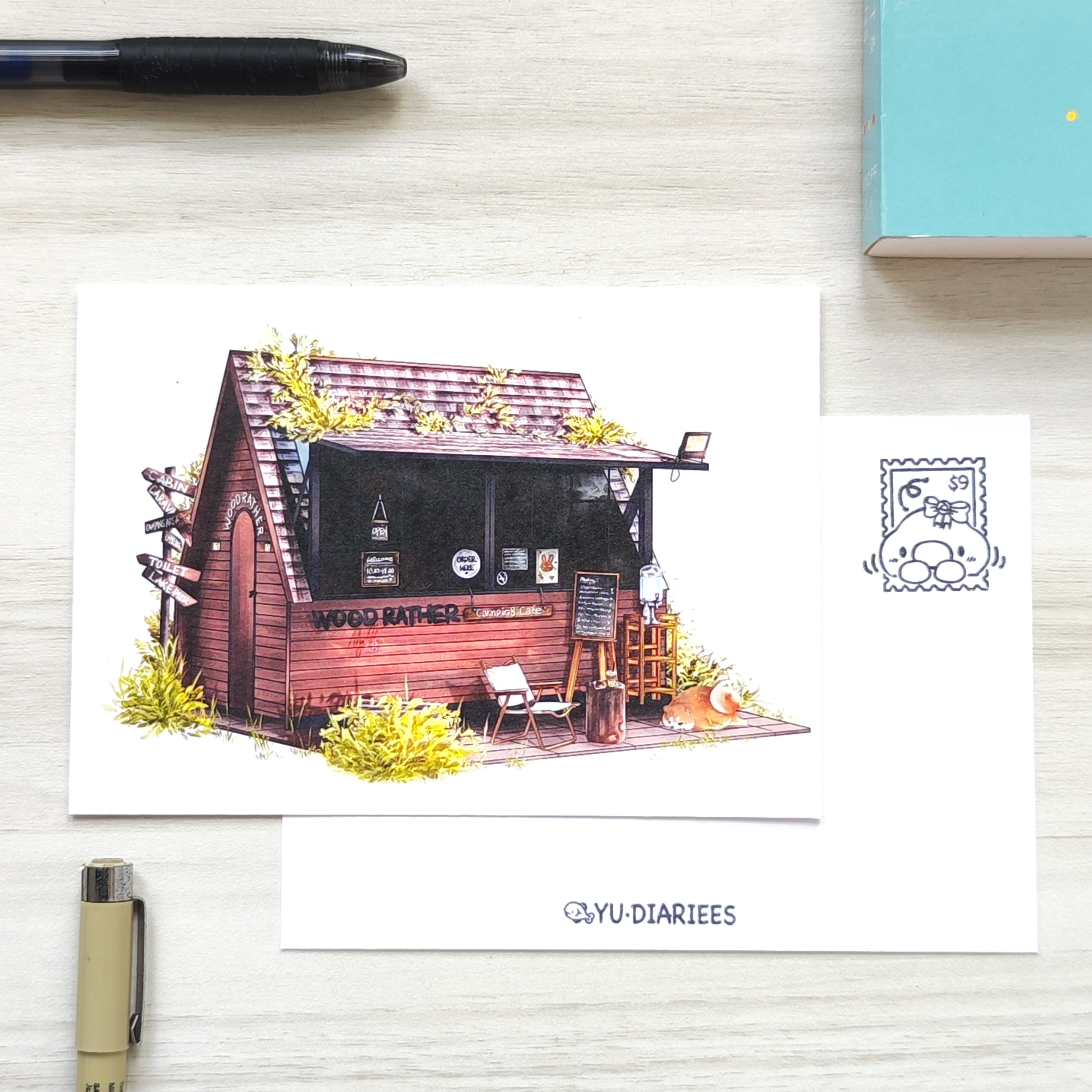 Wood Rather Cafe House Postcard