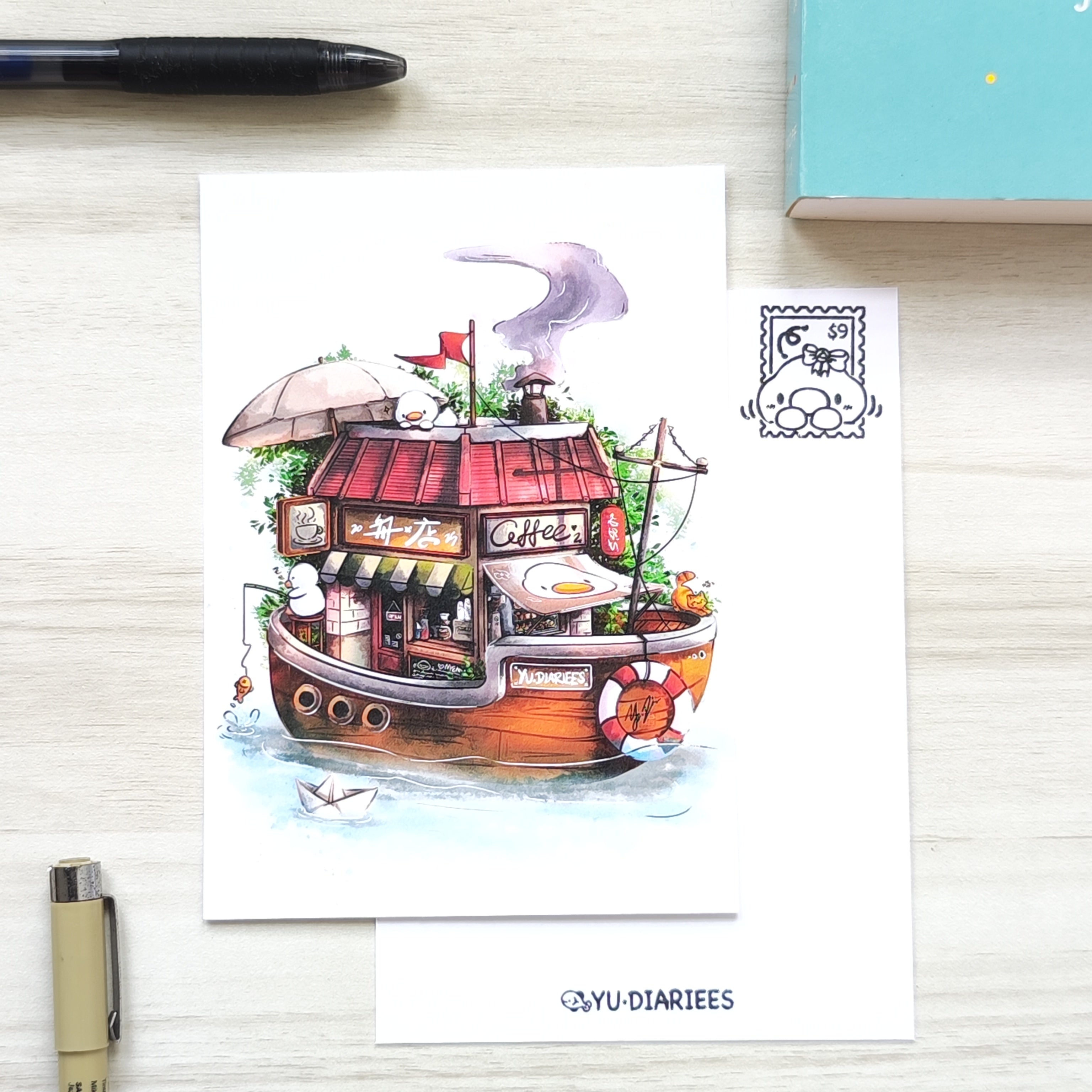 Boat Cafe Store Postcard