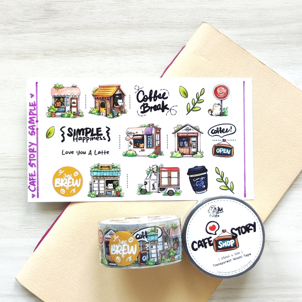 Cafe Shop Story Transparent Washi Tape