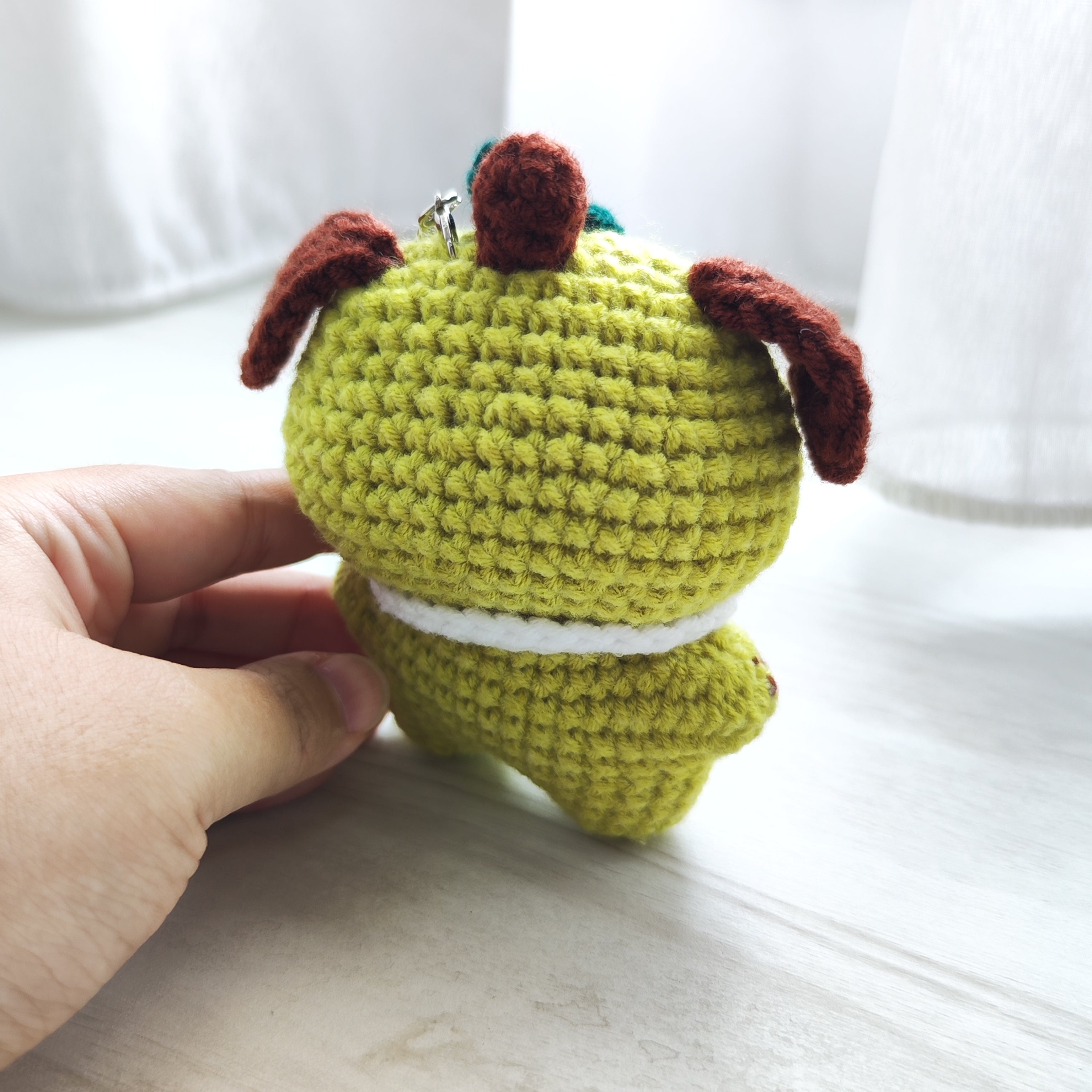 Green Apple Puppy Pendant Plushie Amigurumi