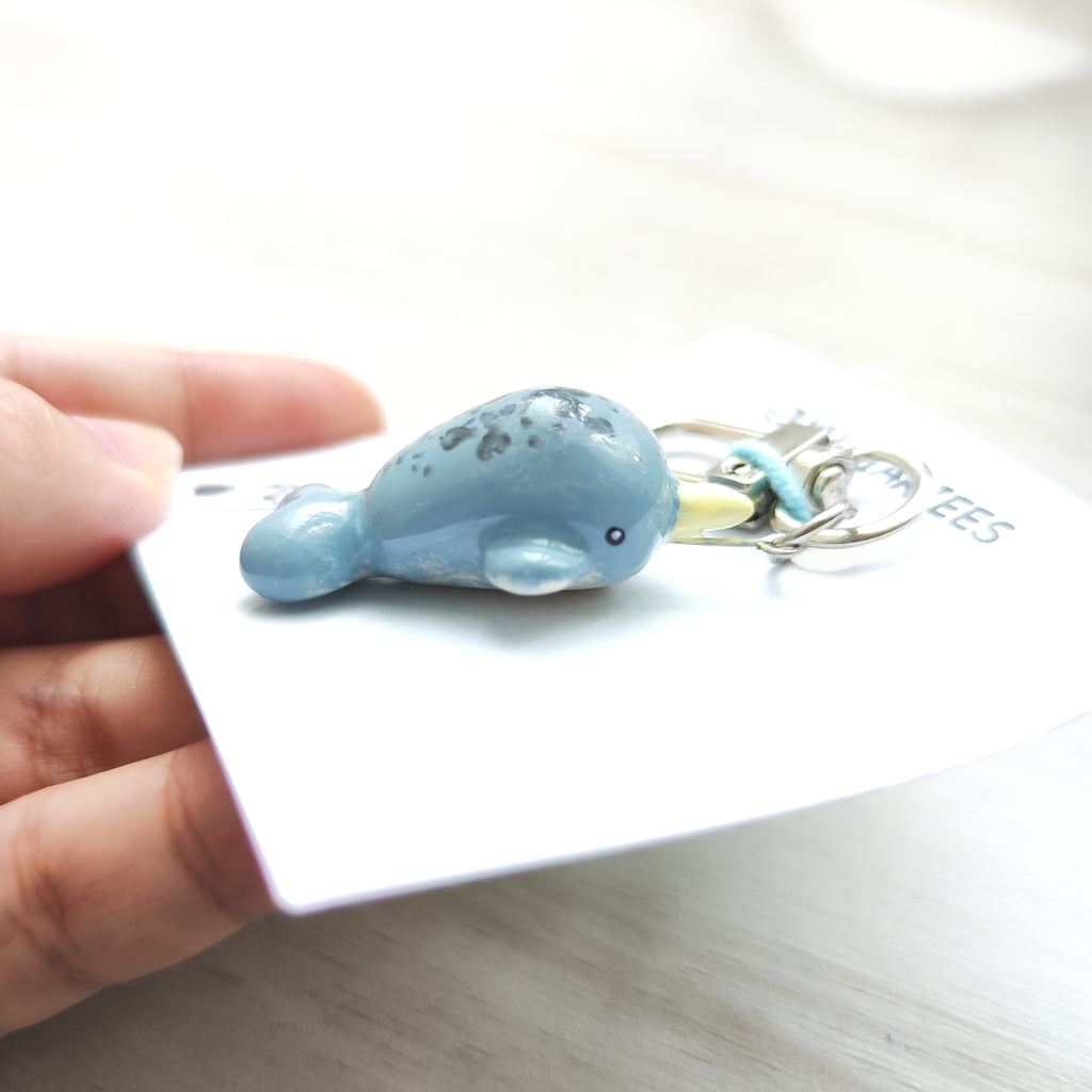Narwhale Clay Charm Keyring