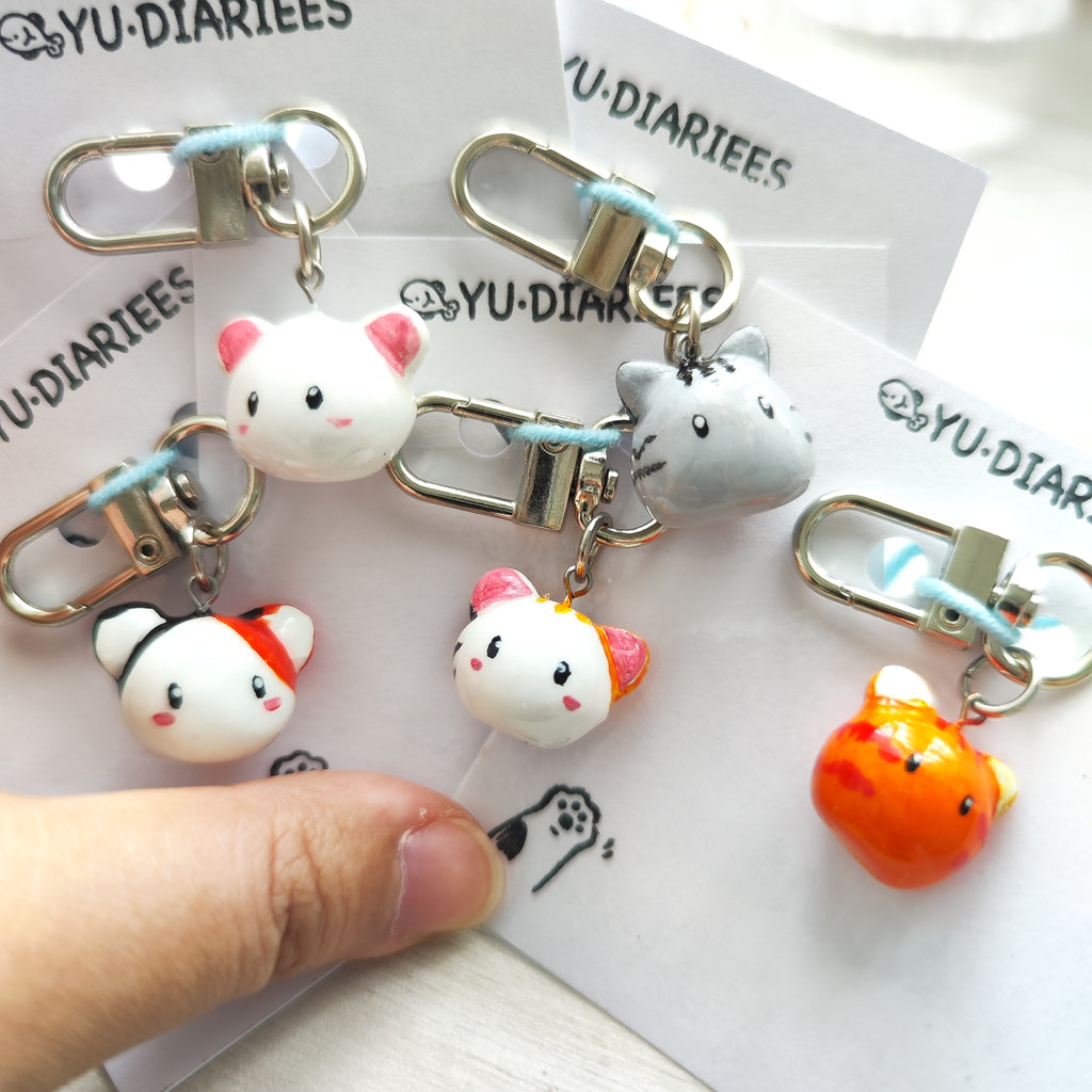 Cat Clay Charm Keyring