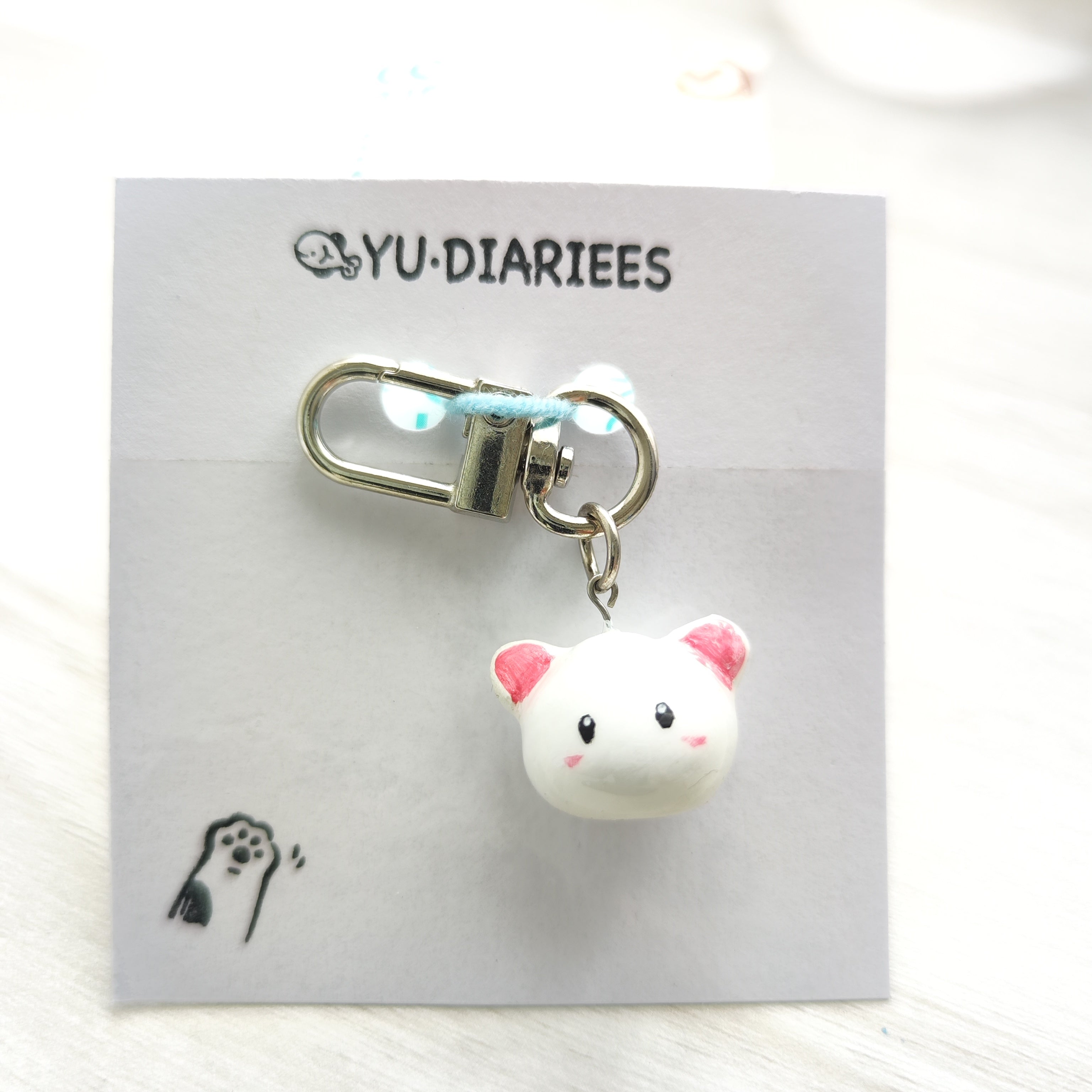 Cat Clay Charm Keyring