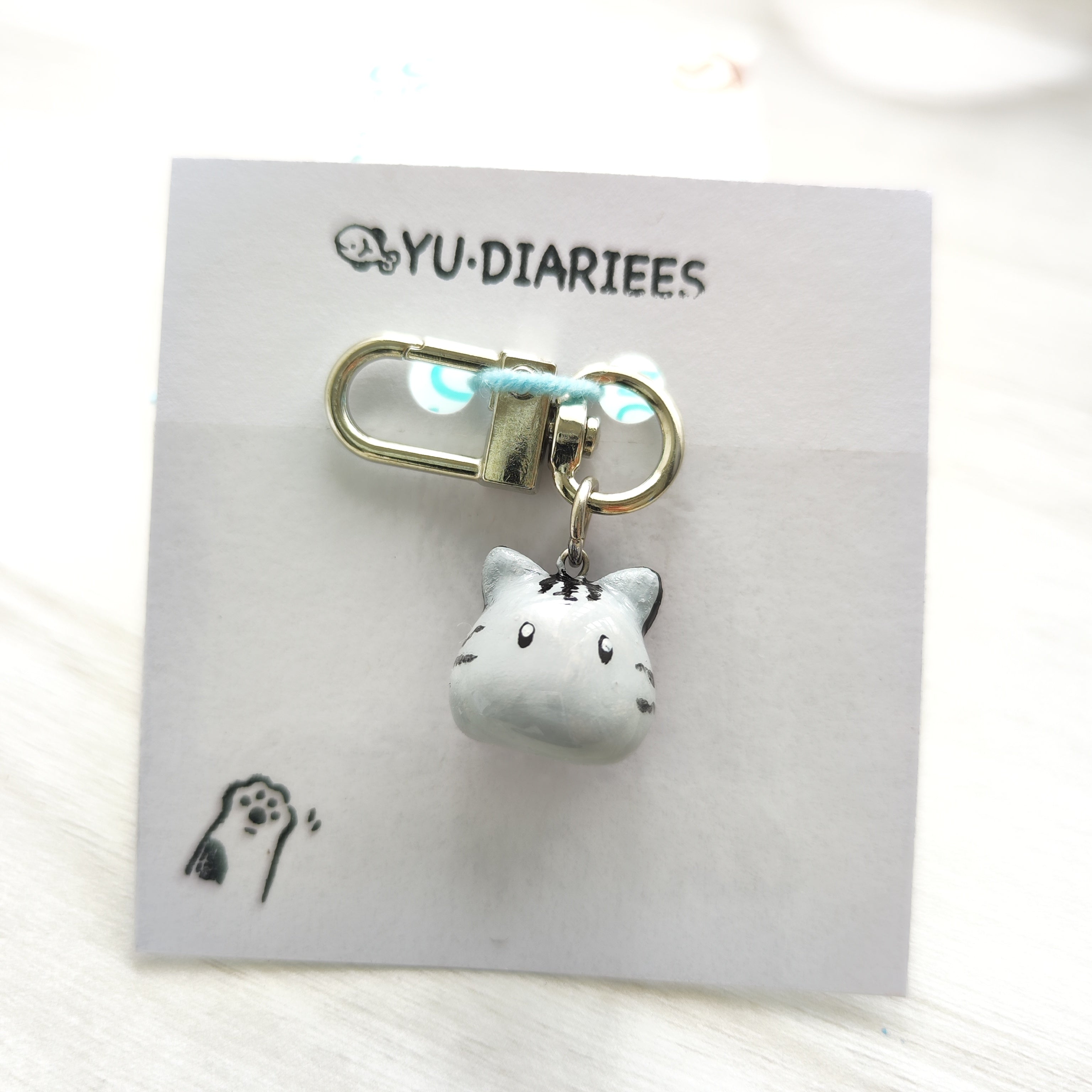 Cat Clay Charm Keyring