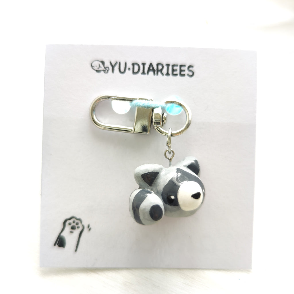Raccoon Clay Charm Keyring